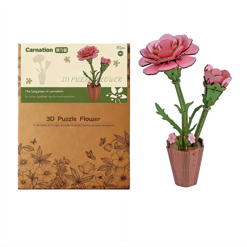 3D Flower Wooden Puzzles for Adults,DIY Wooden Flowers Model Kit Building Set Crafts for Adults to Build,Home Decoration and Valentine's Day Toy Gift Set for Women Mom Christmas,Birthday,Valentine's - Image 1